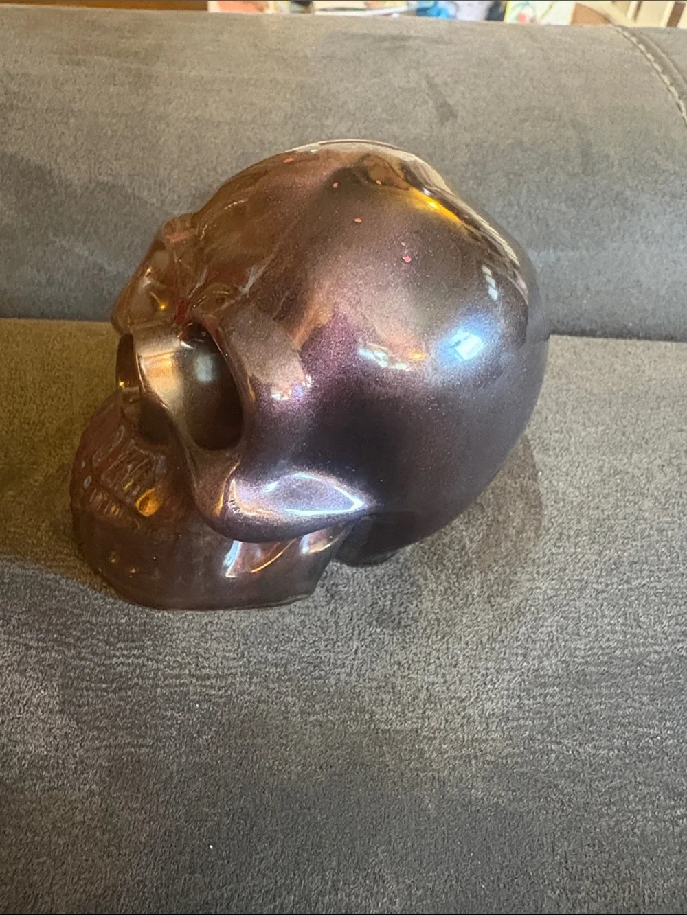 Iridescent Purple Resin Skull - Halloween Home Decor